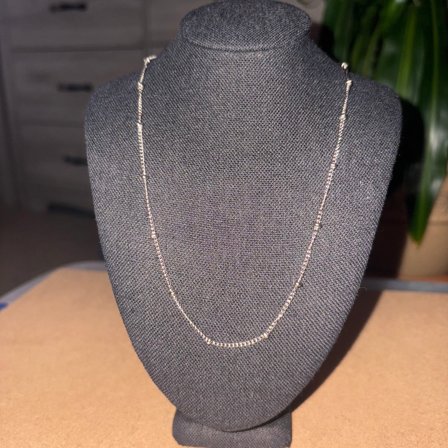 16” beaded silver chain