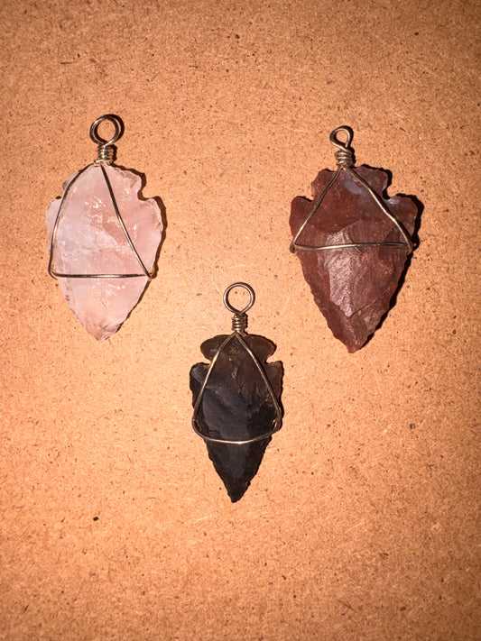 Stone and Spirit Arrows- Crystal Arrowhead Pendant Collection 3pcs.