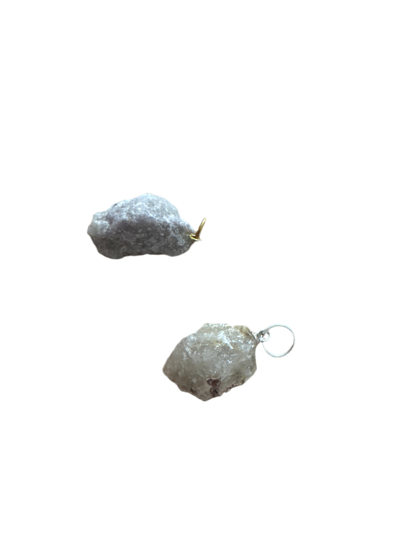 Silver and gold rough quartz pendant