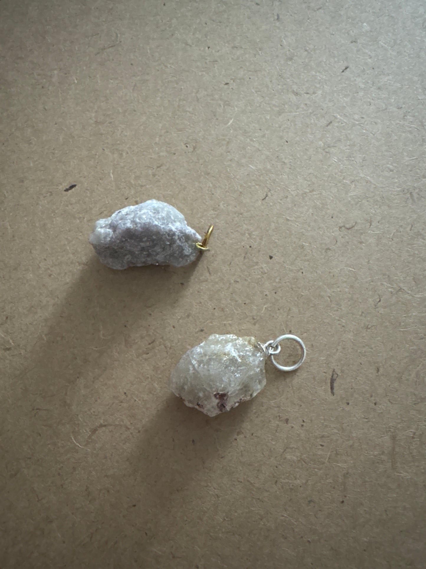 Silver and gold rough quartz pendant