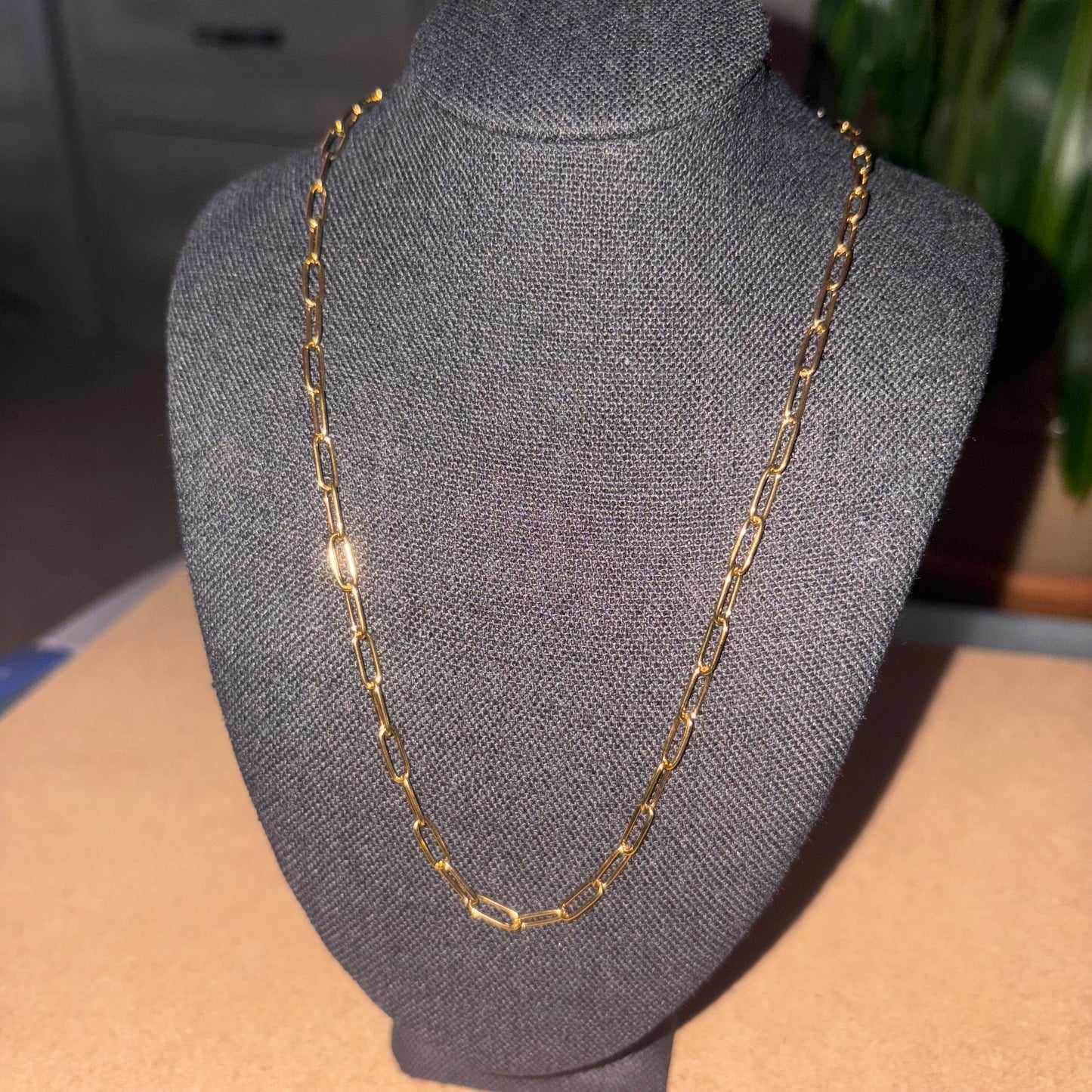 16” paper clip gold chain