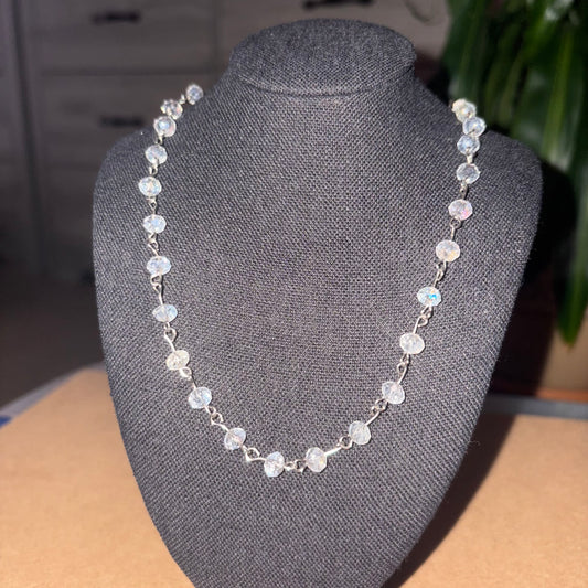 16 silver holo beaded chain
