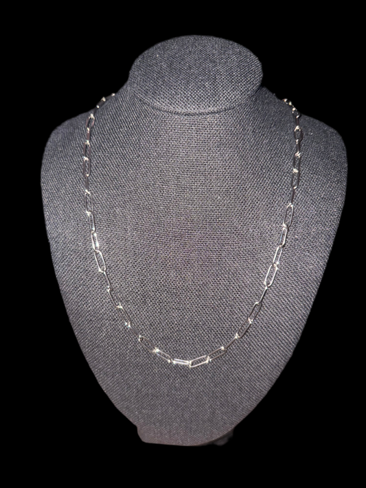 16” paper clip silver chain