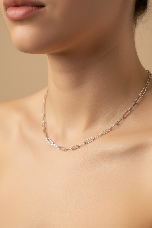 16” paper clip silver chain