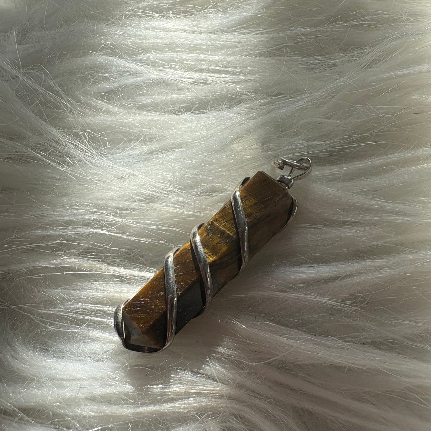Tiger Twist Pendant – Handcrafted Tiger’s Eye Crystal Necklace Charm