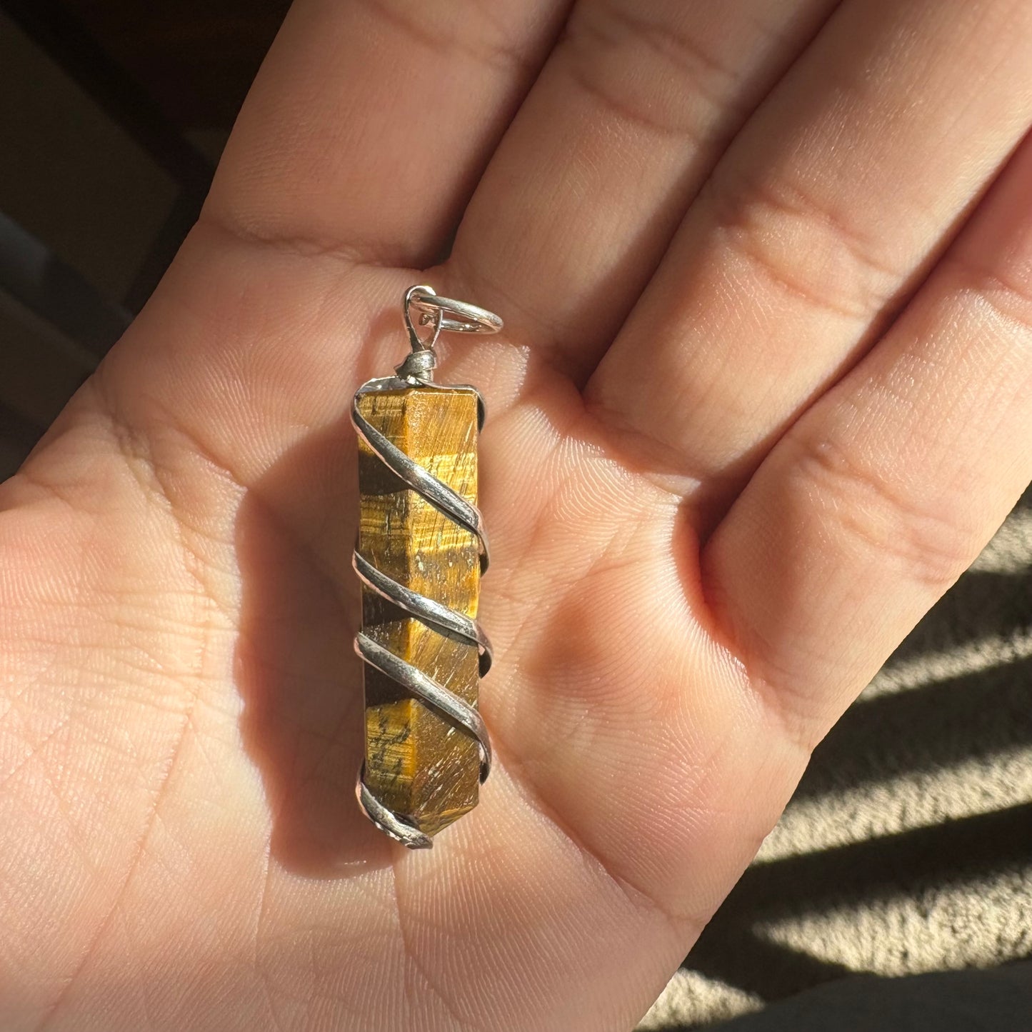 Tiger Twist Pendant – Handcrafted Tiger’s Eye Crystal Necklace Charm
