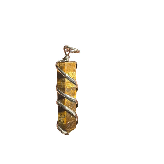 Tiger Twist Pendant – Handcrafted Tiger’s Eye Crystal Necklace Charm