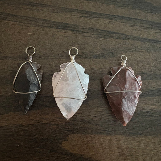 Stone and Spirit Arrows- Crystal Arrowhead Pendant Collection 3pcs.
