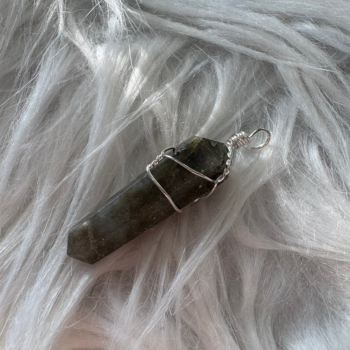 Green Flame Pendant – Vesuvianite Crystal Wrapped in Silver