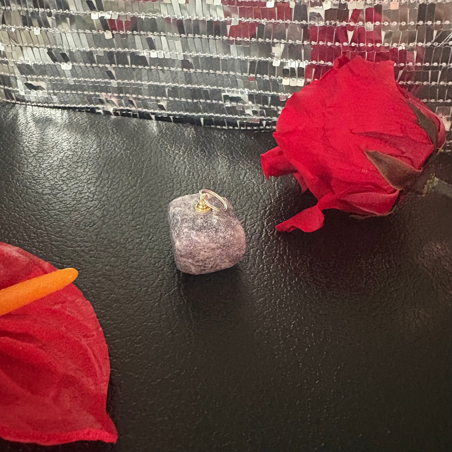 Serene Edge Lepidolite Pendant – Calming Silver Nail Necklace