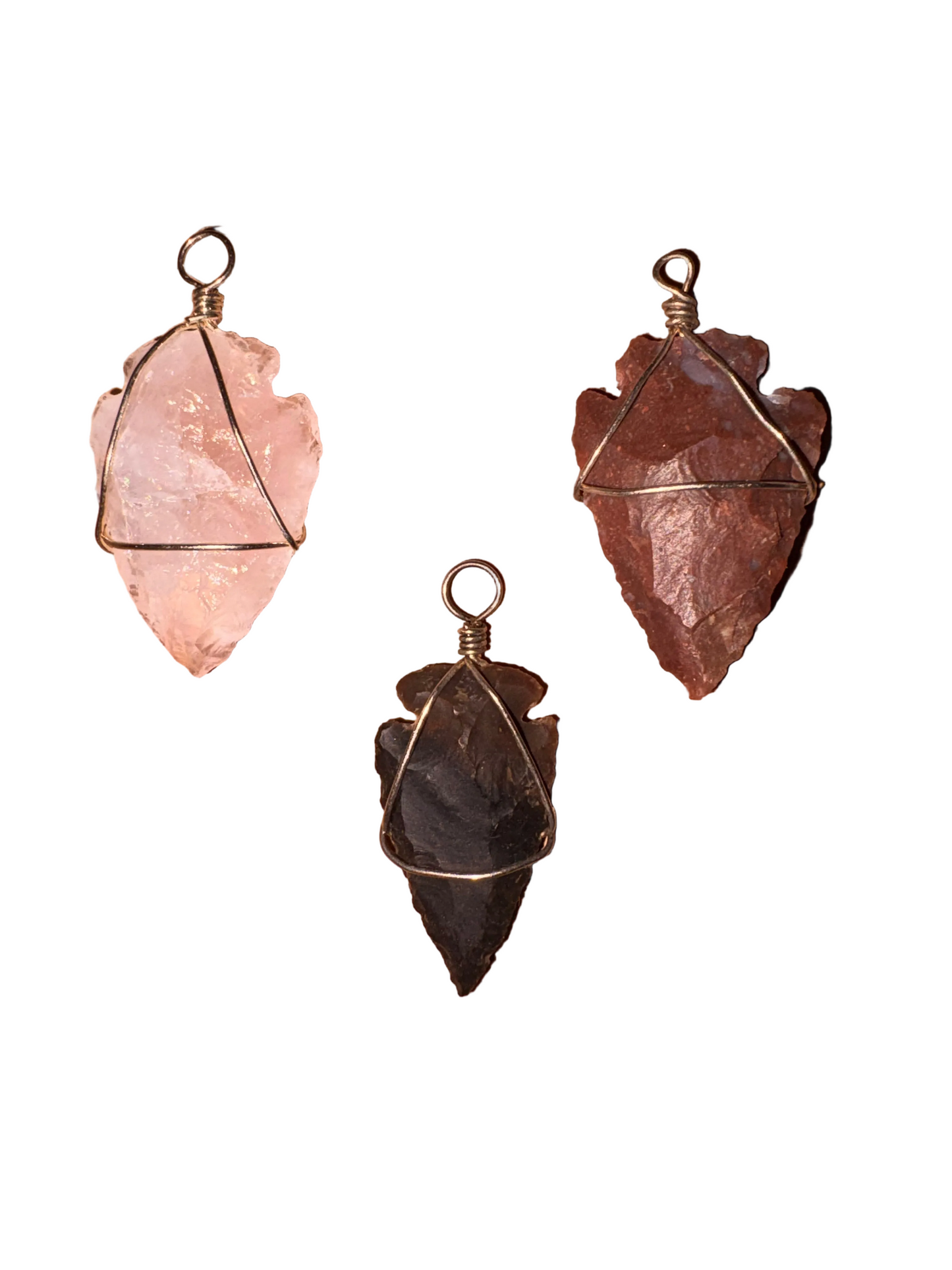 Stone and Spirit Arrows- Crystal Arrowhead Pendant Collection 3pcs.